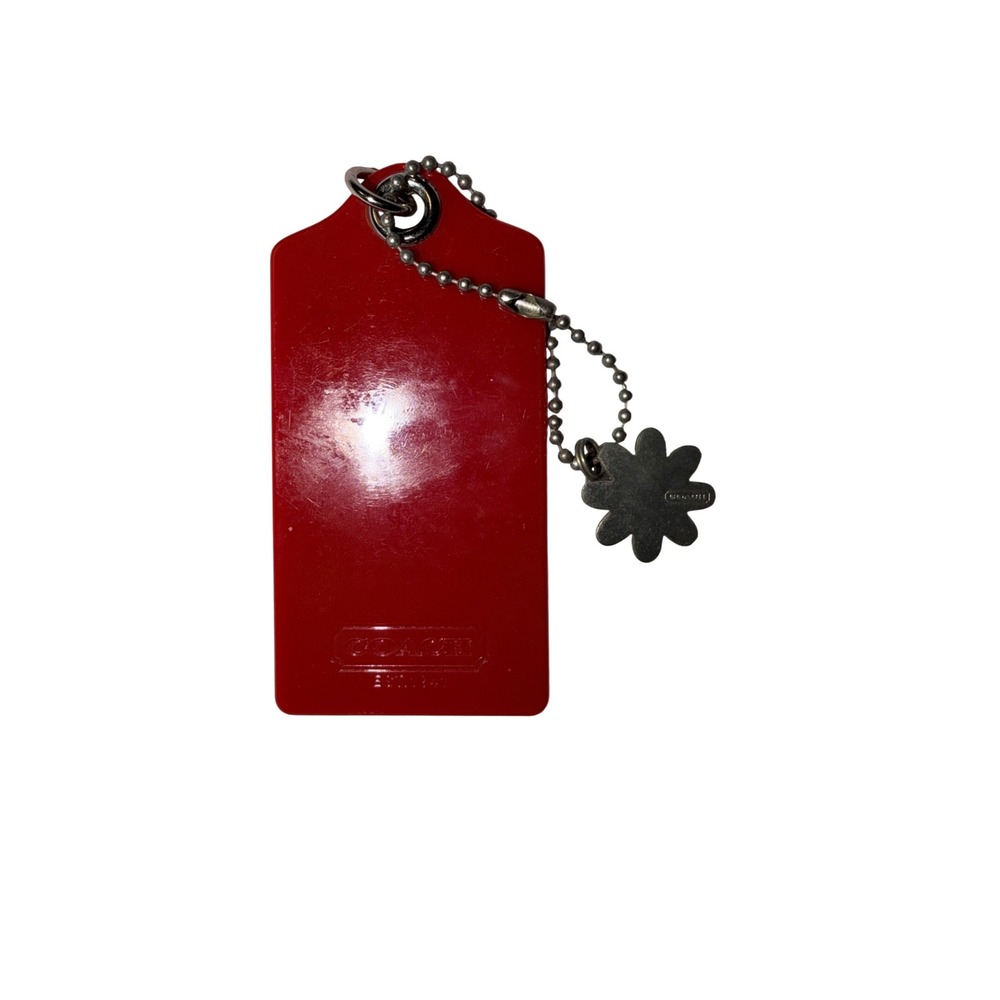 Coach Poppy Red Plastic Hangtag with Enamel Daisy Charm Bag Accessory - Picture 9 of 9